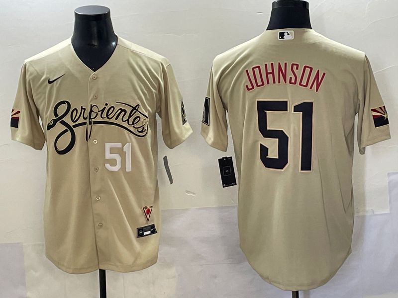 Men 2025 Arizona Diamondback #51 Johnson Cream City Edition Nike MLB Jersey style 4->arizona diamondback->MLB Jersey